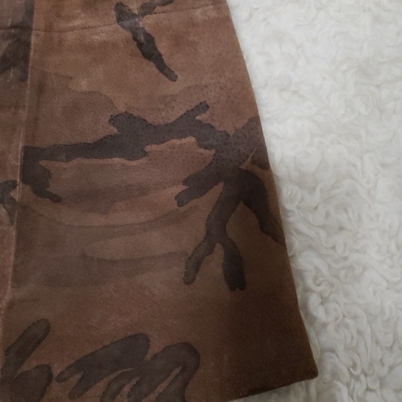 Blue asphalt genuine 100% leather suede skirt - Picture 5 of 7